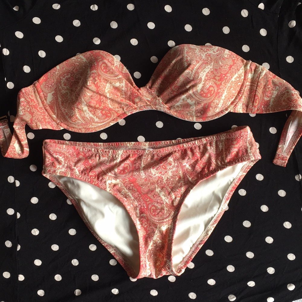 J. Crew paisley strapless swimsuit